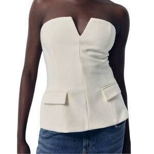 ZARA Corset style Strapless Structured Top - Oyster White - Size XS
